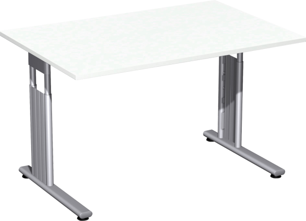 Schreibtisch Geramöbel C Fuß Flex, 120 x 80 cm, weiß/silber