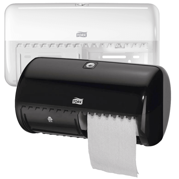 Toilettenpapierspender Tork 5570, T4, 2 Kleinrollen, weiß / schwarz