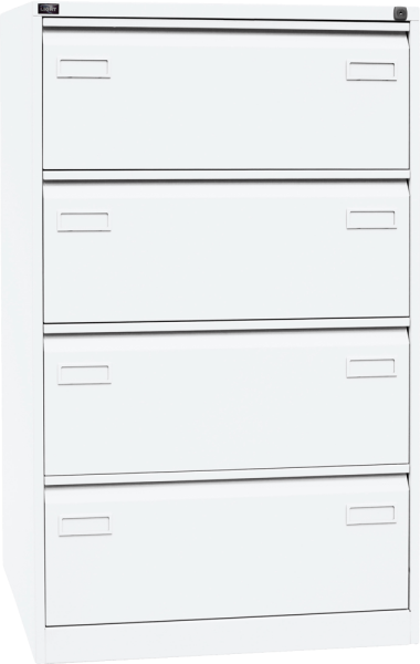 Hängeregistraturschrank BISLEY LIGHT, zweibahnig, 4 Schübe, verkehrsweiß