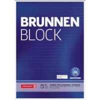Briefblock BRUNNEN 105261701, DIN A4, 70 g/m², 50 Blatt, Recycling, extraweiß, liniert