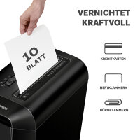 Aktenvernichter Fellowes® Powershred LX65, Partikel 4 x 40 mm, SSt. P-4, 10 Blatt, schwarz
