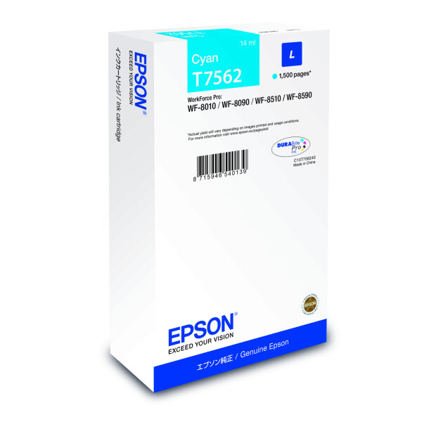 Epson Tintenpatrone Originalzubehör T7562 ca. 1.500 Seiten cyan 14ml