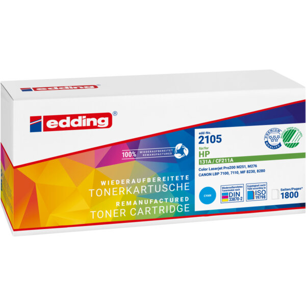 edding Toner kein Originalzubehör Kompatibel mit: HP 131A EDD-2105 ca. 1.800 Seiten cyan