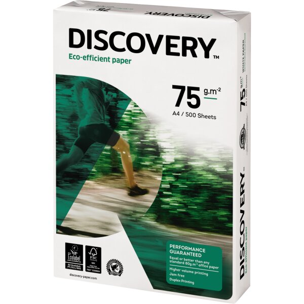 Discovery Kopierpapier DIN A4 75g/m² holzfrei 4fach Lochung weiß 500 Bl./Pack.
