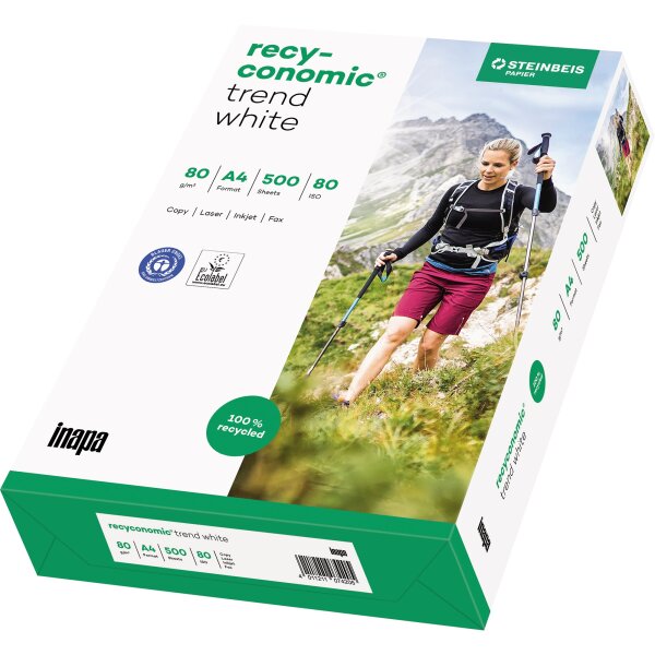 Recyconomic® Kopierpapier Trend White DIN A4 80g/m² 2fach Lochung weiß 500 Bl./Pack.