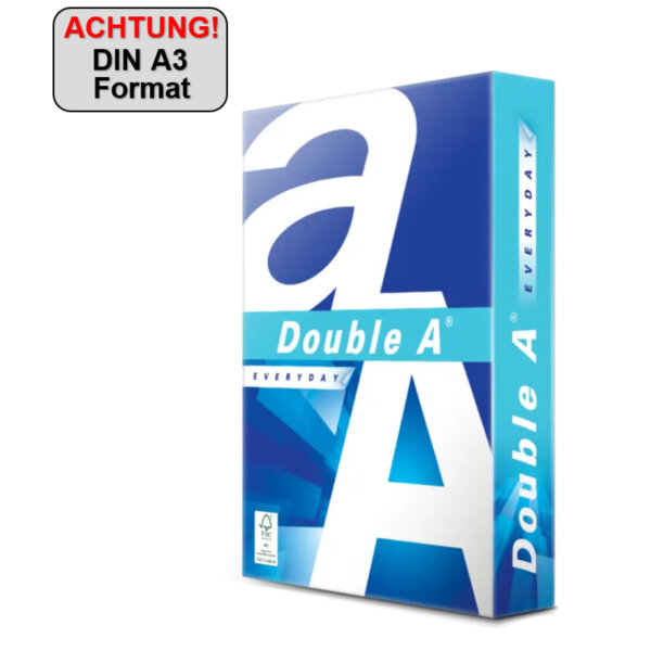 Double A Kopierpapier Everyday DIN A3 70g/m² holzfrei, elementar chlorfrei gebleicht weiß 500 Bl./Pack.