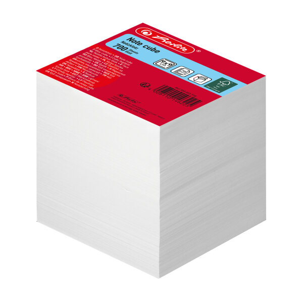 Herlitz Zettelklotz 9 x 9 x 9 cm (B x H x T) 80g/m² holzfrei weiß 700 Bl.
