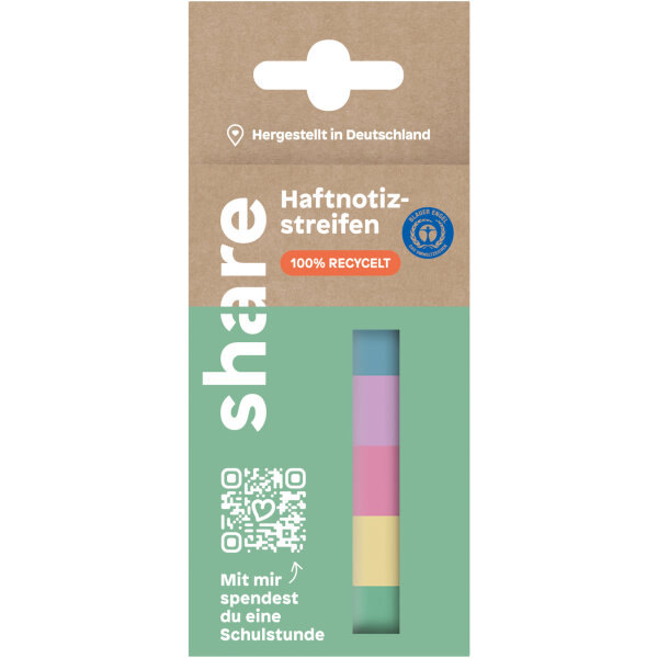 share Haftmarker 50 x 15 mm (B x H) pastellviolett, pastellgelb, pastellgrün, pastellrosa, pastellblau 40 Bl./Block 5 Block/Pack.