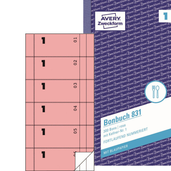 Avery Zweckform Bonbuch 831 10,5 x 19,8 cm (B x H) 60g/m² 2 x 50 Bl.