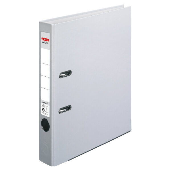 Herlitz Ordner maX.file protect 50mm DIN A4 Rückenschild: einsteckbar mit Schlitzen Material außen: Polypropylen Material innen: Papier Farbe: grau