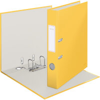 Leitz Ordner Cosy 50mm DIN A4 Rückenschild: geklebt mit Schlitzen Werkstoff: Pappe Material außen: Papier, laminiert Material innen: Papier Farbe: gelb