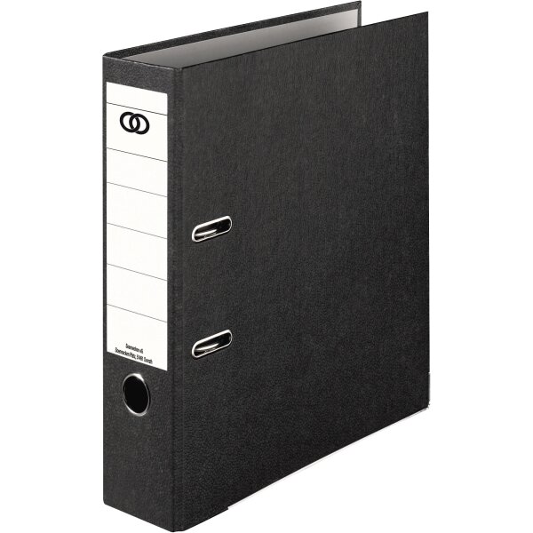 Soennecken Ordner oeco 80mm DIN A4 Rückenschild: geklebt mit Schlitzen Werkstoff: Graupappe, 100 % recycelt Material außen: Papier, 100 % recycelt Farbe des Rückens: schwarz 10 St./Pack.