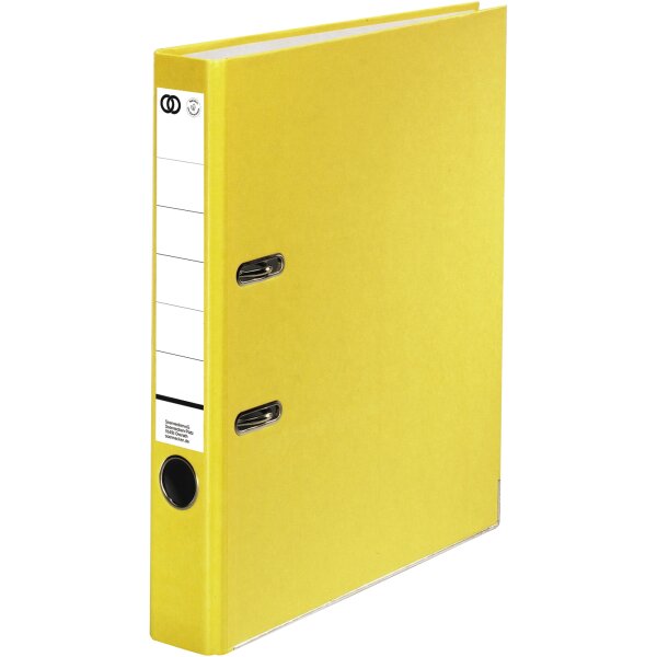 Soennecken Ordner oeco 50mm DIN A4 mit Schlitzen Werkstoff: Karton Material außen: Papier Material innen: Papier Farbe: gelb