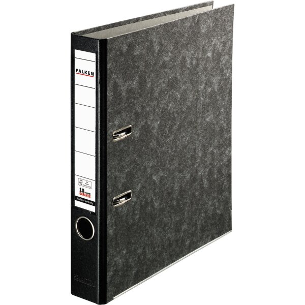 Falken Ordner Plus 50mm DIN A4 Rückenschild: einsteckbar mit Schlitzen Werkstoff: Pappe Material außen: Papier Material innen: Papier Farbe des Rückens: schwarz