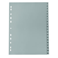 Zahlenregister DIN A4 1-20 Polypropylen grau