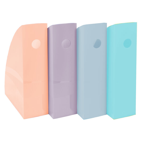 Exacompta Stehsammler MAG-CUBE Aquarel 8,2 x 30,5 x 26,6 cm (B x H x T) DIN A4 Werkstoff: Polystyrol korallenrot, malve, pastellgrün, pastellblau 4 St./Pack.