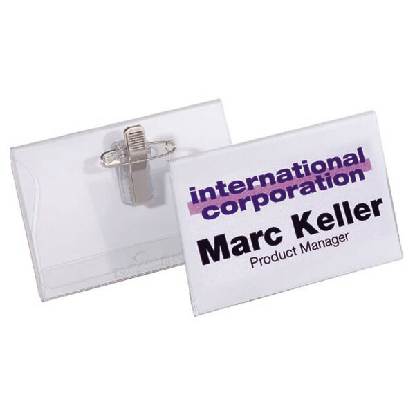DURABLE Namensschild 75 x 40 mm (B x H) Kombiklemme transparent 50 St./Pack.