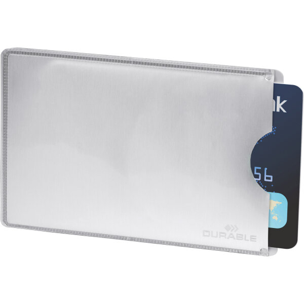 DURABLE Kartenhülle RFID SECURE 61 x 90 mm (B x H) rechts offen PE/Aluminium/PET Verbundfolie silber matt 10 St./Pack.