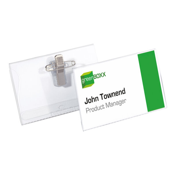 DURABLE Namensschild 90 x 54 mm (B x H) Kombiklemme transparent 50 St./Pack.