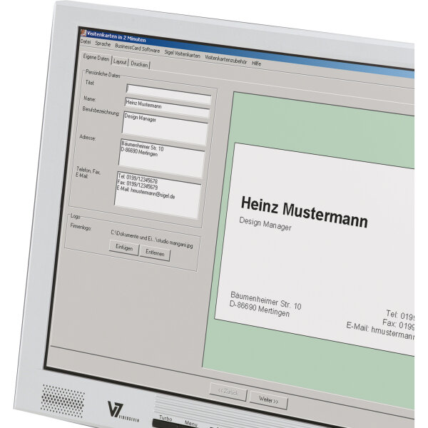 SIGEL Visitenkarte DIN A4 225g/m² hochweiß 100 Bl./Pack. 1.000 St./Pack.