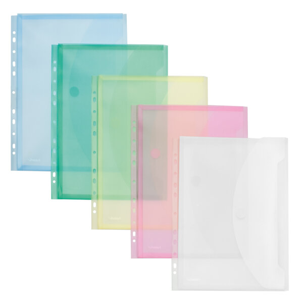 FolderSys Sammelhülle DIN A4 Polypropylen je 2 x transparent, blau, grün, gelb, rot 10 St./Pack.