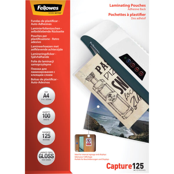 Fellowes® Laminierfolie Capture 125 216 x 303 mm (B x H) DIN A4 125µm glänzend 100 St./Pack.