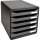 Exacompta Schubladenbox BIG-BOX plus 5 Schubladen DIN A4, Überbreite Polystyrol Gehäusefarbe: schwarz Farbe der Schublade: silber