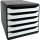 Exacompta Schubladenbox BIG-BOX plus 5 Schubladen DIN A4, Überbreite Polystyrol Gehäusefarbe: schwarz Farbe der Schublade: weiß glossy