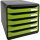 Exacompta Schubladenbox BIG-BOX plus 5 Schubladen DIN A4, Überbreite Polystyrol Gehäusefarbe: schwarz Farbe der Schublade: anisgrün glossy