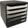 Exacompta Schubladenbox BIG-BOX plus 5 Schubladen DIN A4, Überbreite Polystyrol Gehäusefarbe: schwarz Farbe der Schublade: grau