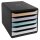 Exacompta Schubladenbox BIG-BOX plus 5 Schubladen DIN A4, Überbreite Polystyrol Gehäusefarbe: schwarz Farbe der Schublade: schwarz/pastellfarbig