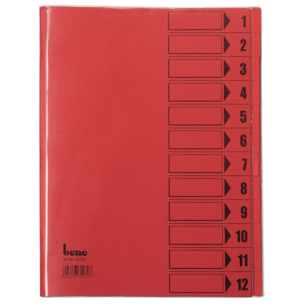Bene Ordnungsmappe DIN A4 230g/m² Farbe: intensivrot 12 Fächer
