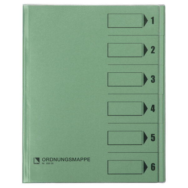 Bene Ordnungsmappe DIN A4 250g/m² Farbe: grün 6 Fächer