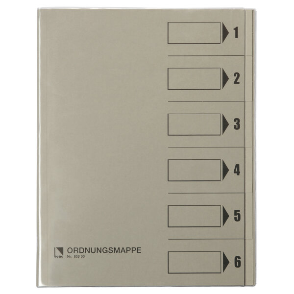 Bene Ordnungsmappe DIN A4 250g/m² Farbe: grau 6 Fächer