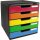 Exacompta Schubladenbox MODULO 5 Schubladen DIN A4+ Polystyrol Gehäusefarbe: schwarz Farbe der Schublade: harlekin glossy