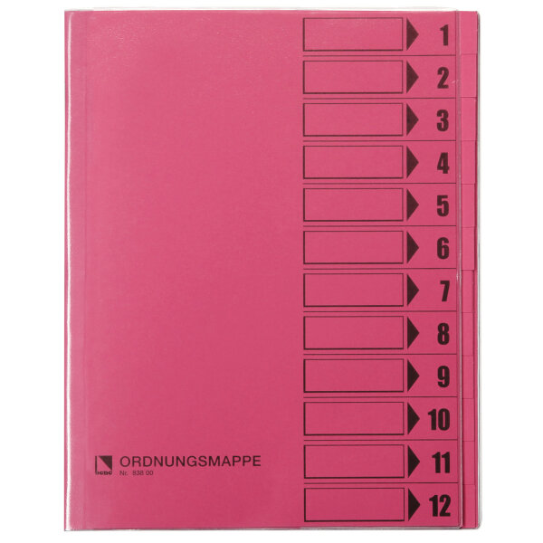 Bene Ordnungsmappe DIN A4 250g/m² Farbe: rosa 12 Fächer