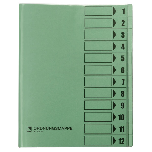 Bene Ordnungsmappe DIN A4 250g/m² Farbe: grün 12 Fächer