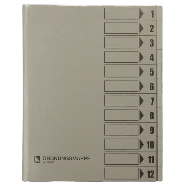 Bene Ordnungsmappe DIN A4 250g/m² Farbe: grau 12 Fächer