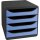 Exacompta Schubladenbox BIG-BOX 4 Schubladen DIN A4, Überbreite Polystyrol Gehäusefarbe: schwarz Farbe der Schublade: eisblau