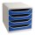 Exacompta Schubladenbox BIG-BOX 4 Schubladen DIN A4, Überbreite Polystyrol Gehäusefarbe: lichtgrau Farbe der Schublade: blau