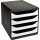 Exacompta Schubladenbox BIG-BOX 4 Schubladen DIN A4, Überbreite Polystyrol Gehäusefarbe: schwarz Farbe der Schublade: weiß glossy