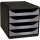 Exacompta Schubladenbox BIG-BOX 4 Schubladen DIN A4, Überbreite Polystyrol Gehäusefarbe: schwarz Farbe der Schublade: silber