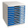 Exacompta Schubladenbox MODULO 10 Schubladen DIN A4+ Polystyrol Gehäusefarbe: lichtgrau Farbe der Schublade: blau