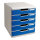 Exacompta Schubladenbox MODULO 5 Schubladen DIN A4+ Polystyrol Gehäusefarbe: lichtgrau Farbe der Schublade: blau