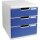 Exacompta Schubladenbox MODULO 3 Schubladen DIN A4+ Polystyrol Gehäusefarbe: lichtgrau Farbe der Schublade: blau