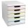 Exacompta Schubladenbox MODULO 5 Schubladen DIN A4+ Polystyrol Gehäusefarbe: weiß Farbe der Schublade: weiß/harlekin