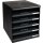 Exacompta Schubladenbox MODULO 5 Schubladen DIN A4+ Polystyrol Gehäusefarbe: schwarz Farbe der Schublade: dunkelgrau