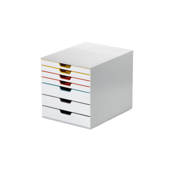 DURABLE Schubladenbox VARICOLOR® MIX 7 7 Schubladen DIN A4, DIN C4, Folio, Letter ABS Kunststoff/Polystyrol Gehäusefarbe: weiß Farbe der Schublade: weiß/mehrfarbig
