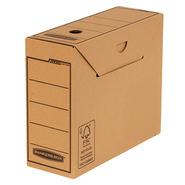 Bankers Box® Archivbox Earth Series 11,7x 26,5 x 32,2 cm (B x H x T) DIN A4 mit Archivdruck Karton, 100 % recycelt braun