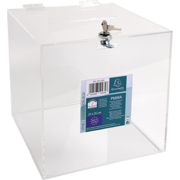 Exacompta Einwurfbox 25 x 25 x 25 cm (B x H x T) mit Schloss Acryl kristall